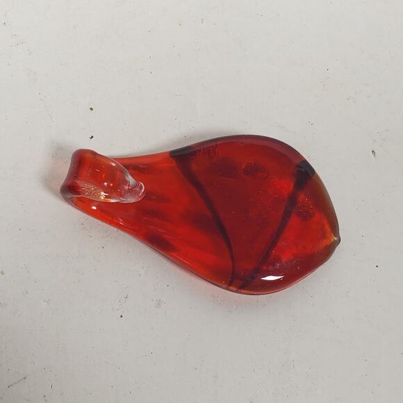 Vintage Hand Blown Glass Pendant 2 Inch Long Red - Picture 2 of 2